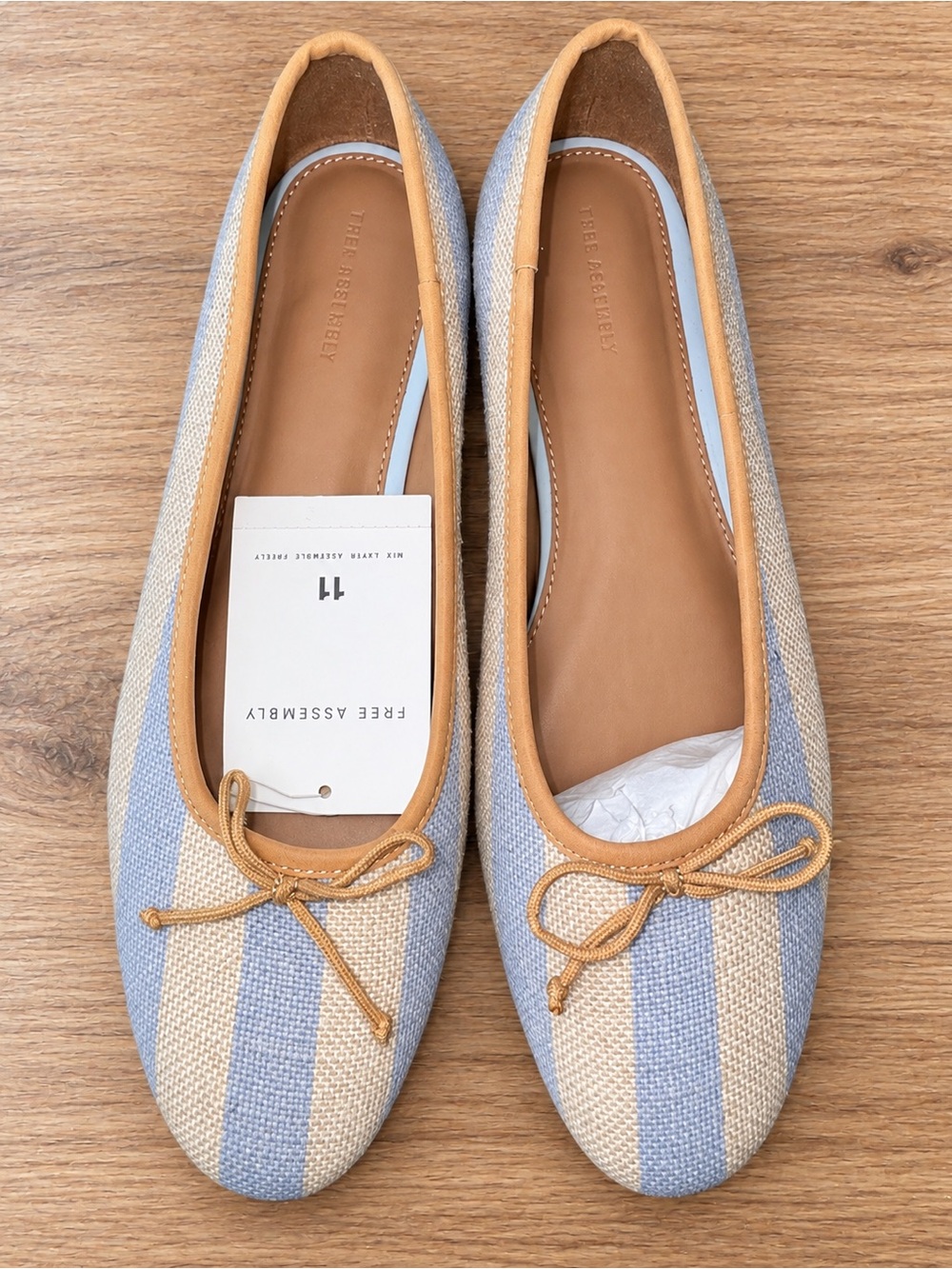 Free Assembly Striped Blue & Beige Ballet Flats